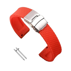 Quick Release Silicone Rubber Watch Strap Band Deployant Clasp 18 20 22 24mm - Picture 1 of 6