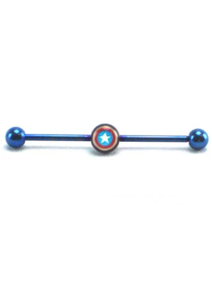 Oreja industrial del Capitán América 14G joyería corporal azul Marvel Comics Foto 1 de 3
