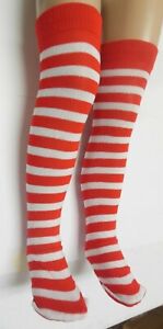 Lot of 12 Pair Striped socks red white Witch Elf Doll Elves Munchkin ovrtheknee