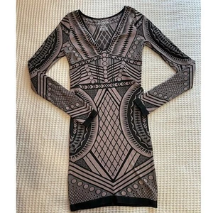 Free People Bodycon-Langarmkleid intim geometrisch lila & braun Medium/Lg - Bild 1 von 11