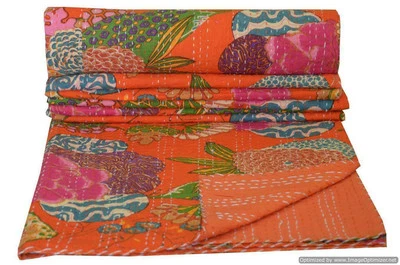 Colcha india hecha a mano floral Kantha bordada Queen manta Foto 1 de 4