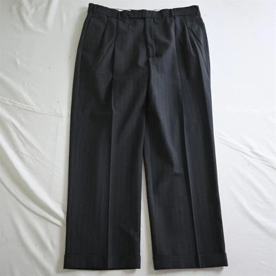 Pantalones de vestir de colección Brooks Brothers Brooksease 36x29 a rayas de tiza plisados con puños Foto 1 de 4