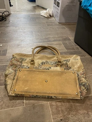 VINTAGE FRENCH LUGGAGE CO Floral Paradise SUEDE TAPESTRY 22” Doctor Style Tote - Image 1 of 4