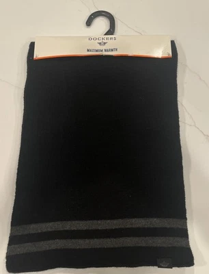 Bufanda Dockers para hombre punto máximo calor negro/gris OS NUEVA CON ETIQUETAS Foto 1 de 4