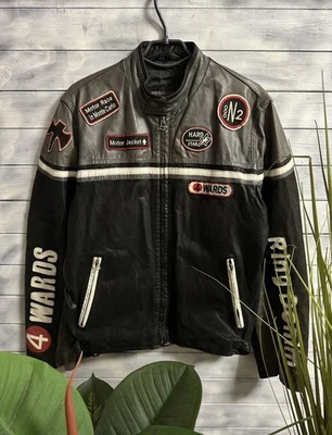 Rare Vintage 4 Wards Leather Jacket Racing Motorcycle Size 48 - Image 1 of 4