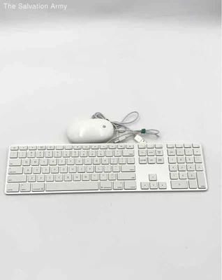 Apple A1243 A1152 White Magic Wired Keyboard With Mighty Mouse Set Of 2 - Image 1 of 4