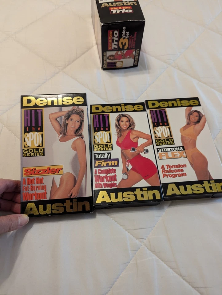 Denise Austin VHS 1988 Aerobics Toning Stretching Trio Hit The Spot - Image 1 of 4