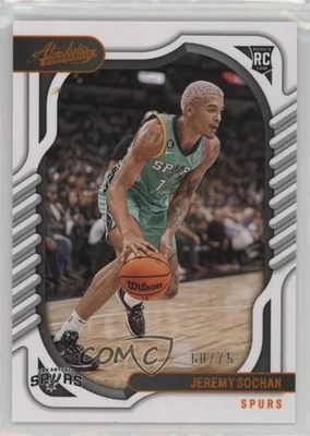 2022-23 Panini Chronicles Absolute Orange /75 Jeremy Sochan #107 Rookie RC - Image 1 of 2