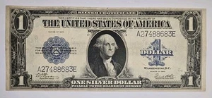 1923 $1 Horse Blanket Blue Seal Silver Certificate Banknote VF - Picture 1 of 2