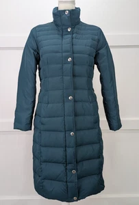Lands End Daunen gefütterte Jacke Damen Small 6-8 schwarz Reißverschluss Knopf Mantel - Bild 1 von 8
