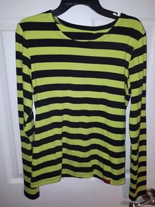 Tripp NYC Black Yellow/Green Striped Long Sleeve Top - Bild 1 von 4