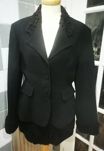 Vintage Karen Millen schwarze Damen-Wolljacke & Minirock Outfit – UK 10/12 - Bild 1 von 12