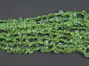 A+ Natural Green Peridot Faceted Pear Heart Briolette Gemstone Beads Craft 10Pcs - Picture 1 of 9