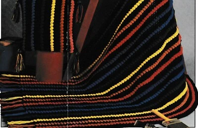 Bright Multicolored Afghan & Pillow - Worsted Weight Yarn - Crochet Pattern ONLY - Image 1 of 2