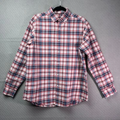 CAMISA HART SCHAFFNER MARX Para Hombres Mediana Roja Lino Tartán Cuadros Preppy Informal Foto 1 de 4