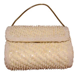 Vintage Stylecraft Miami Beaded Sequin Evening Hand Bag Purse White/Ivory 1960s - Picture 1 of 7