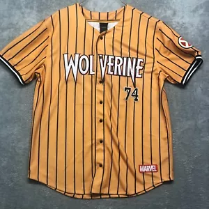 Camiseta deportiva de béisbol Marvel Wolverine 74 Howlett Botton Up dorada con rayas negras para hombre XL - Imagen 1 de 12