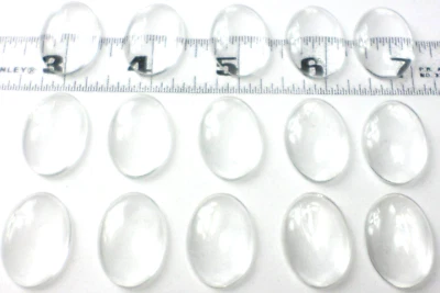 15 Dome Clear Transparent Glass Cabochon Flat Back Photos Cameos Pendant 25x18mm - Image 1 of 4