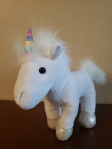 White Rainbow Unicorn Pony Horse 10" Soft Plush Stuffed Animal - Picture 1 of 5