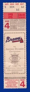 ATLANTA BRAVES PIRATES 1991 NATIONAL LEAGUE NLCS CHAMPIONSHIP TICKET GAME 4 - Picture 1 of 2