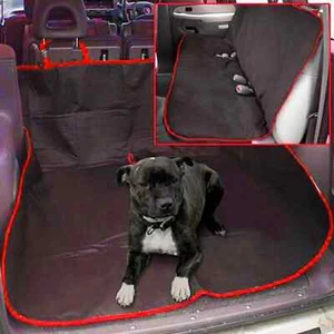 RED 2 IN 1 WATERPROOF CAR REAR BACK SEAT COVER PET DOG PROTECTOR BOOT MAT LINER - Picture 1 of 1