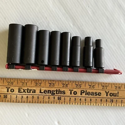 WRIGHT USA 3/8" Drive 6 Point 8pc Deep Impact Socket Set Sae 3/4"-5/16" - Image 1 of 4