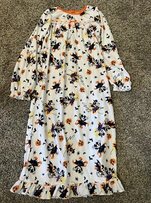 Disney Mickey Minnie Mouse Halloween Girls Size 8 Witch Pumpkins Long Nightgown - Image 1 of 4