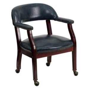 Vinyl with wheels Luxurious Conference Chair with Casters in Navy - Picture 1 of 8