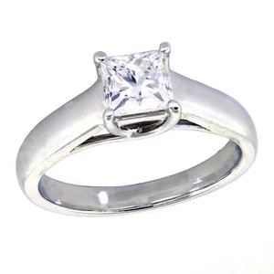 0.95ct Natural Princess Diamond Solitaire Bridal Engagement Ring G VVS2 14k Gold - Picture 1 of 6
