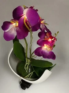 Luz LED 10" 3 tallos orquídea en blanco o rosa luz cálida B/O y aire acondicionado decoración del hogar - Imagen 1 de 4