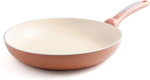 Essenso Lazio Enameled Nonstick Ceramic Frying Pan 11â, PTFE/PFOA Free, Orange