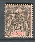 FRENCH GUIANA; 1890s classic Tablet type fine used Shade of 25c. value