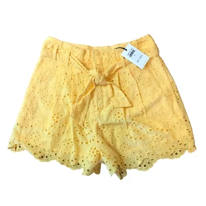 NEW 7 For All Mankind Shorts High Waisted Tie Eyelet Womens Size Small Yellow - Picture 1 of 11