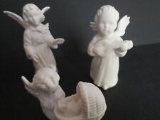 vtg set of 3 Goebel W. Germany unpainted unglazed bisque angel/cherub baby Jesus
