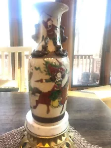 Antique Chinese Nanking crackle baluster porcelain warrior vase - Picture 1 of 11