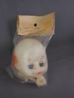 NOS Baby Clown Doll Head & Hands Vinyl 3" Blue Eyes Sleeping Eyes Rust Hair RARE