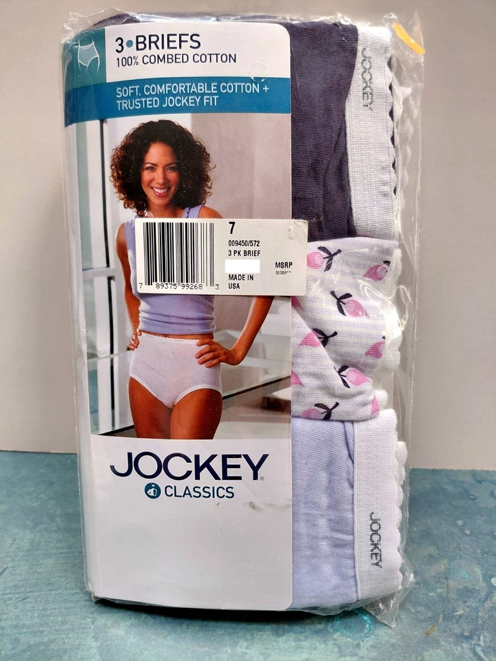 SZ 7 Jockey Classics 3 Pack Women Full Coverage Cotton Briefs Panties 2009 NEW - Image 1 of 4