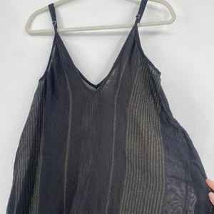 Elan Damen kleines schwarzes ärmelloses halbtransparentes Metallic gewebtes Maxikleid Strand - Bild 1 von 12