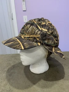Vtg Orvis Shadow Grass Camo Hunting Cap Sz M Ear Flaps Lined EUC - Picture 1 of 7