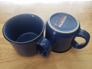 MARLBORO UNLIMITED VINTAGE 1990ER BLAU GESPRENKELTES STEINZEUG 2 KAFFEETASSEN/BECHER SET - Bild 1 von 5