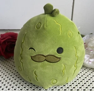 SQUISHMALLOWS CHARLES THE PICKLE GREEN PLUSH SOFT TOY 7.5" MOUSTACHE - Picture 1 of 7