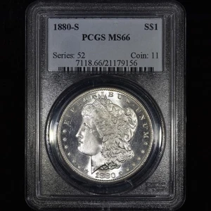 1880-S MORGAN SILVER DOLLAR ✪ PCGS MS-66 ✪ $1 COIN GEM UNCIRCULATED UNC◢TRUSTED◣ - Picture 1 of 4