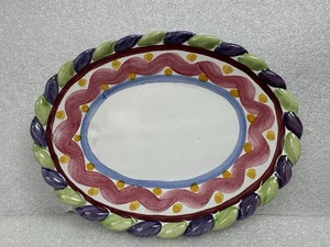 Mackenzie Childs Oval Piccadilly Ceramic Soap Dish Small Plate Tray Dish Platter - Picture 1 of 6