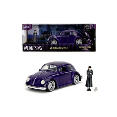 Famiglia Addams Volkswagen Beetle + Personaggio Wednesday 7cm - Jada Toys +8Anni - Immagine 1 di 4