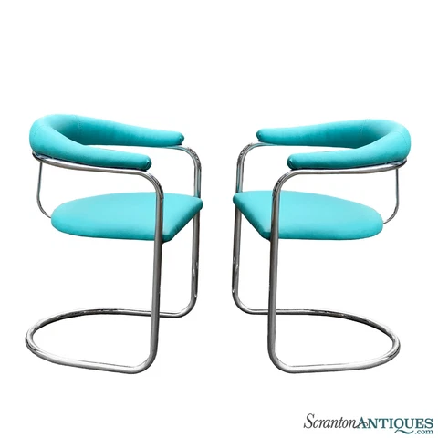 Mid-Century Atomic Cantilevered Chrome Chair by Anton Lorenz for Thonet - A Pair Cover