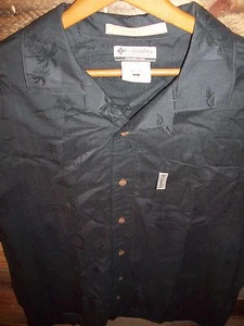 Columbia Sportswear River Lodge Camp Fish Palm Trees Hawaiihemd Herren L - Bild 1 von 9