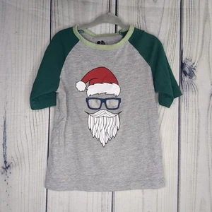 Dot Dot Smile Size 3/4 Christmas Holiday Santa Sunglasses T-Shirt Gray Green - Picture 1 of 4
