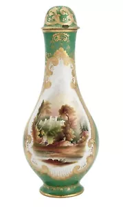 Sèvres Style Gilt and Polychrome Decorated Green Ground Porcelain Covered Vase - Picture 1 of 2
