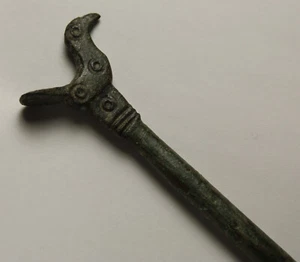 Rare Ancient Roman bronze senator's voting stick ring with bird artifact intact - Picture 1 of 9