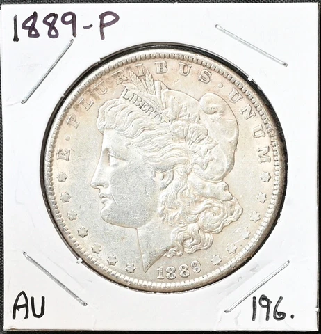 1889 P 1889-P Morgan Silver Dollar AU FREE S/H Cover